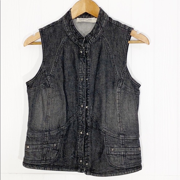 black jean jacket vest
